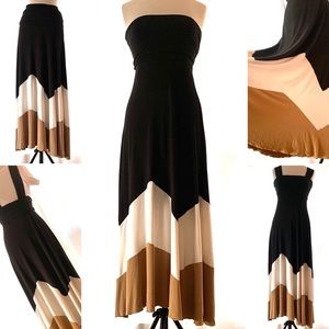 Convertible Color Blocked Maxi Skirt / Tank Dress